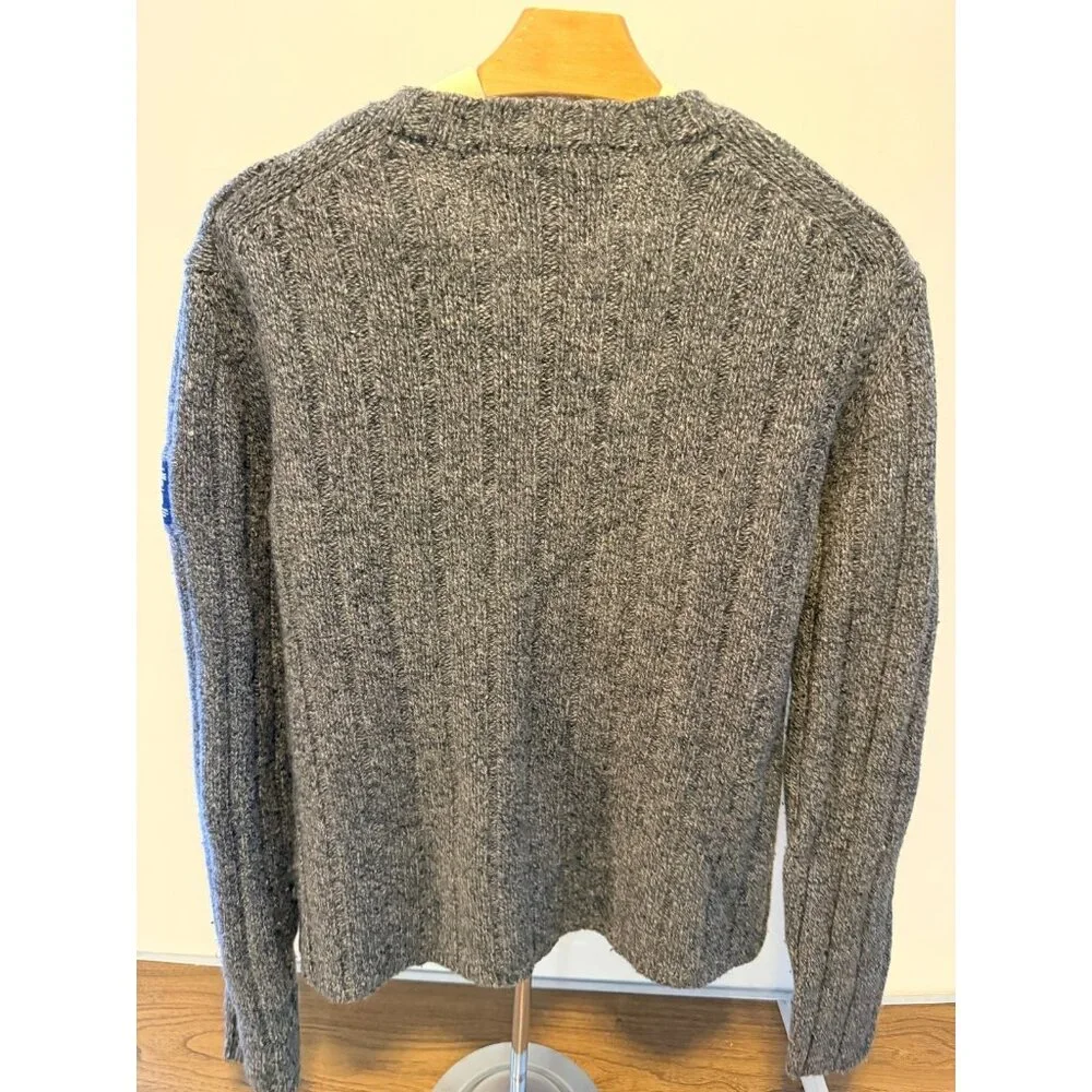 Vintage 90s Abercrombie & Fitch Sweater Men M Gray Wool Blend Muscle Cable Knit - Picture 3 of 8